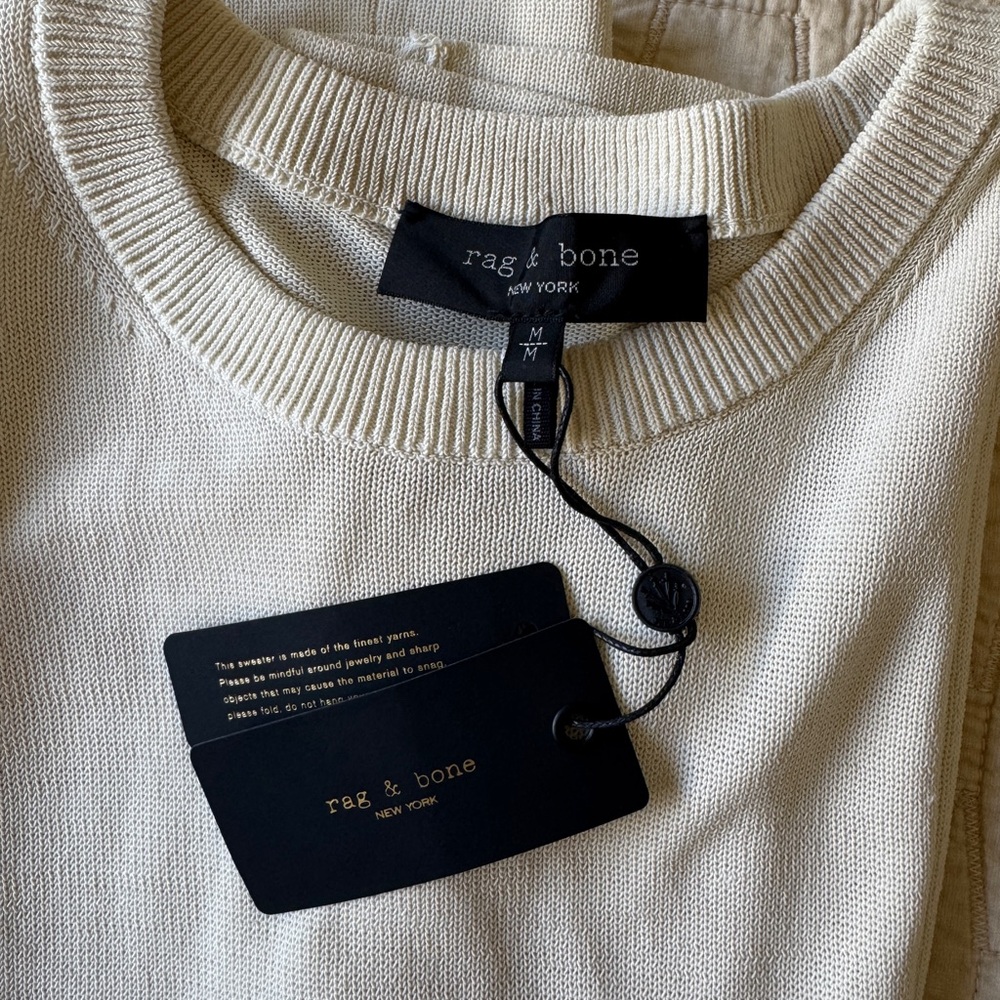 rag & bone Cream Men's Short Sleeve Tee - Picture 6 of 7